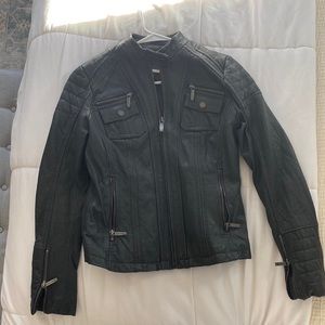 MICHAEL KORS gray leather jacket size S